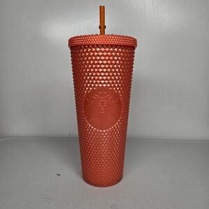 Starbucks Fall Pearlized Orange Studded Acrylic Cold Cup 24 oz‎ Venti Tumbler